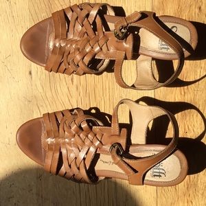 Sofft woven leather wedge sandals